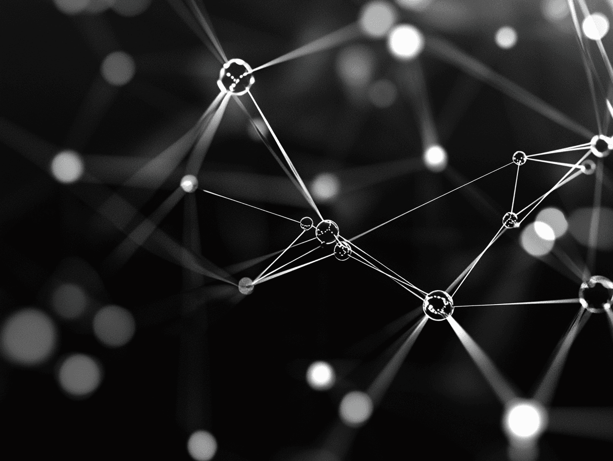 Abstract neural network with interconnected nodes and light particles